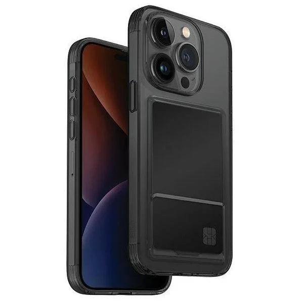 Uniq Hybrid iPhone 15 Pro Air Fender ID Cover - Smoked (Grey Tinted) - Tashqila Uniq Hybrid iPhone 15 Pro Air Fender ID Cover - Smoked (Grey Tinted) - Tashqila